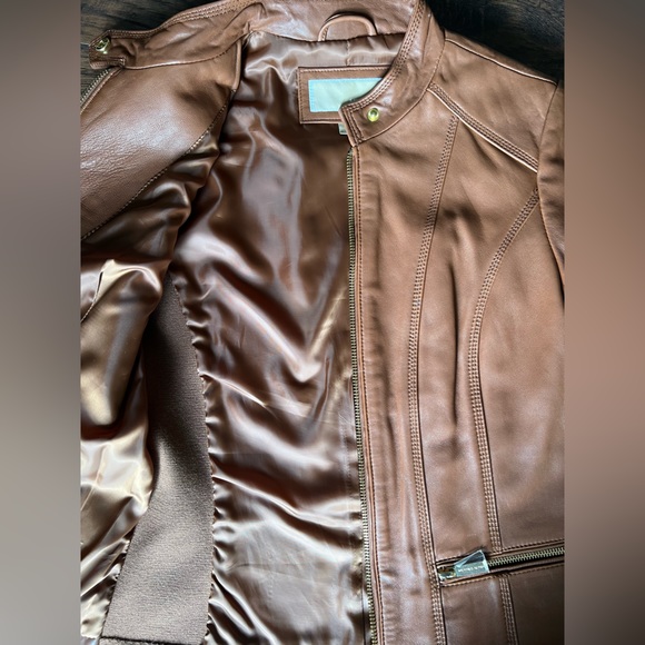 Michael Kors Brown Leather Jacket - Picture 5 of 9